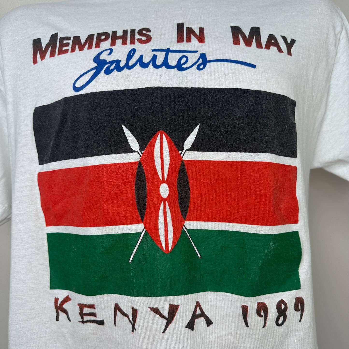 1980s Memphis in May Salutes Kenya 1989 T-Shirt, Selec-T by TeeJays Size Medium