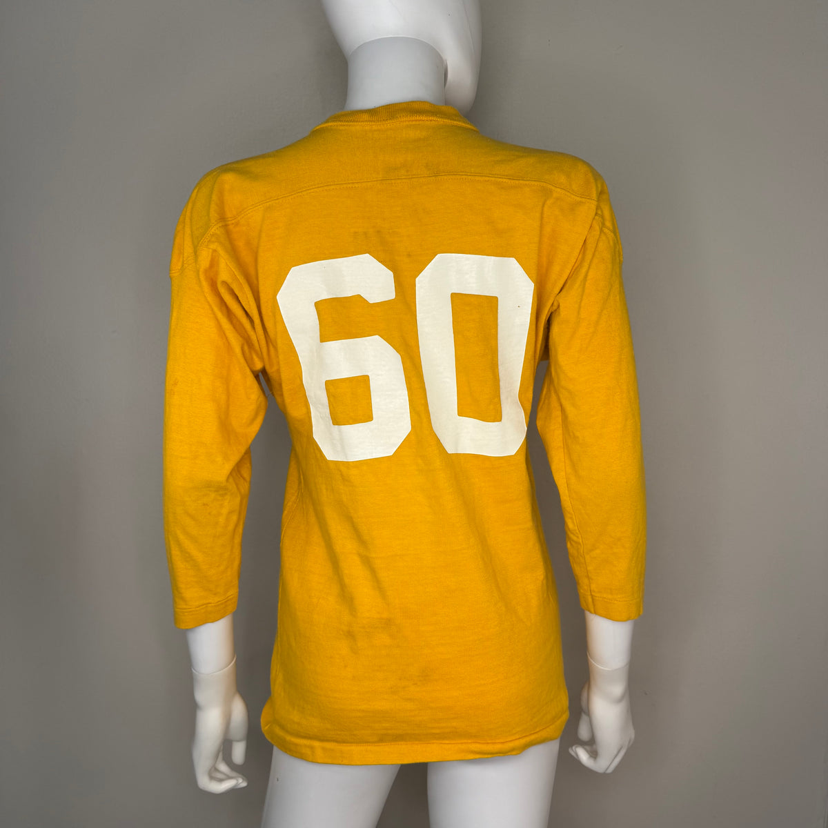 1960s Yellow Cotton Jersey, Russell Athletic Size Small/Youth Large, No 60
