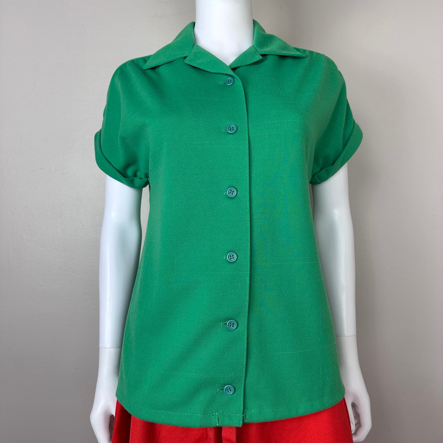 1970s Kelly Green Blouse, Jack Winter Size Small/Medium