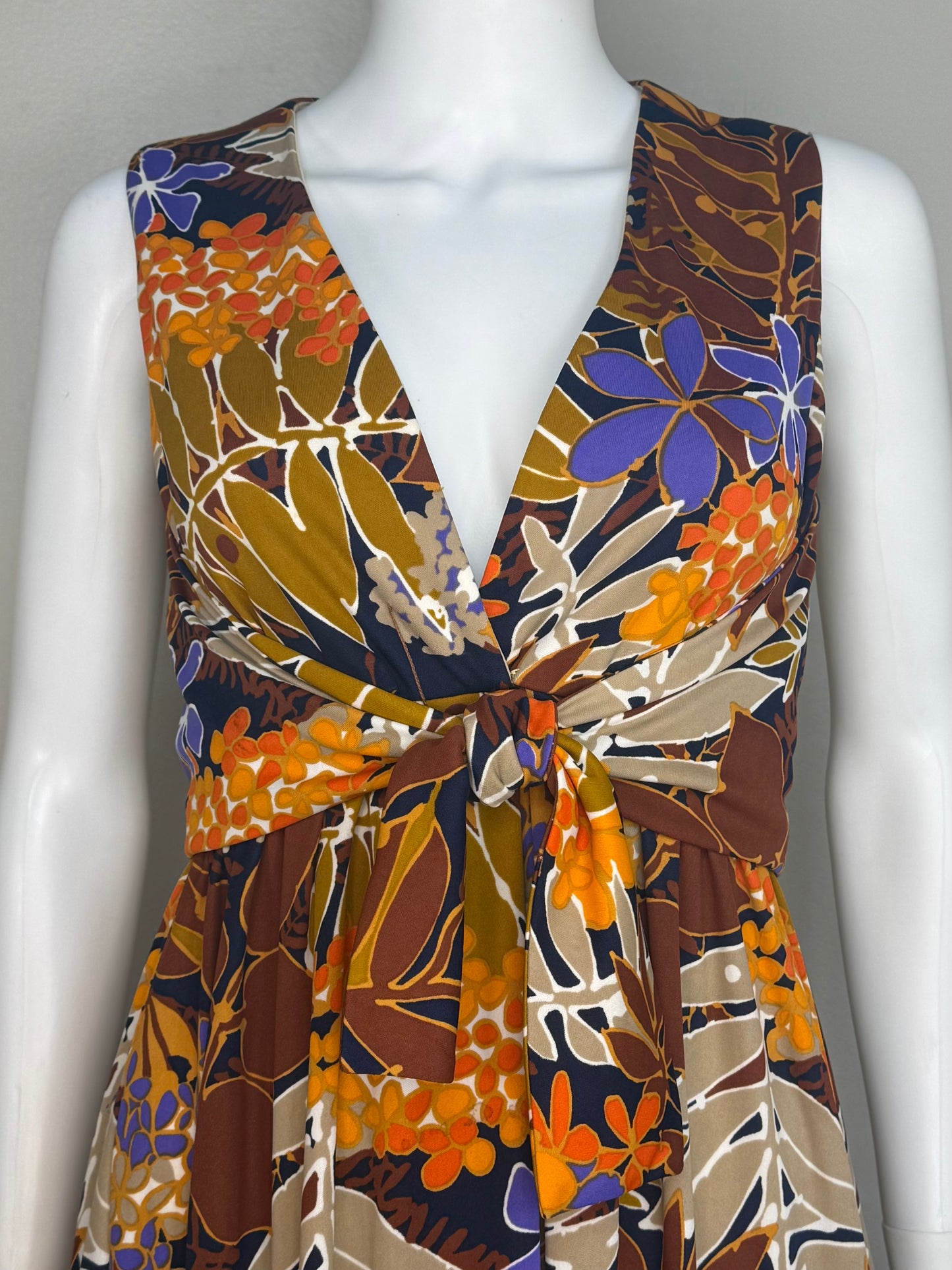 1970s Tropical Floral Maxi Dress, Collectors Items by Anne Fogarty Size Small/Medium