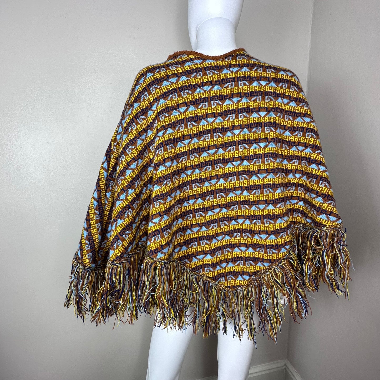 1970s Sweater Poncho with Fringe