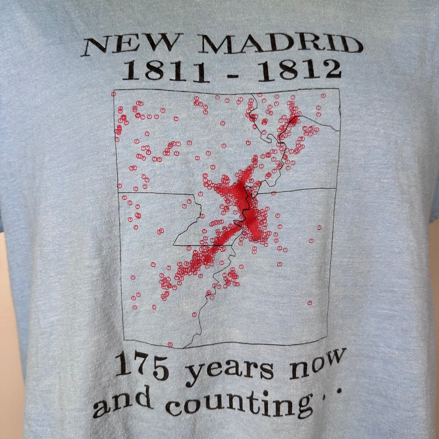 1980s New Madrid Earthquakes 1811-1812 T-Shirt, Screen Stars size Medium