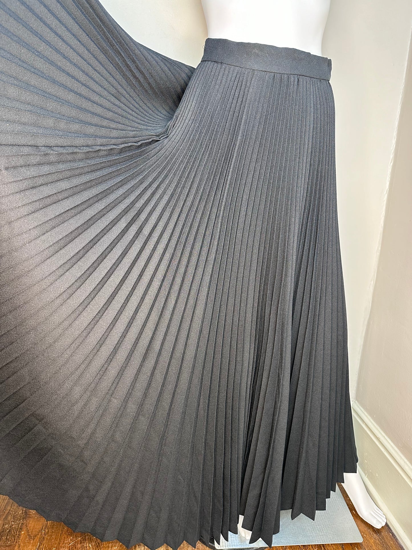 1970s Black Pleated Maxi Skirt, Sir James Size XS