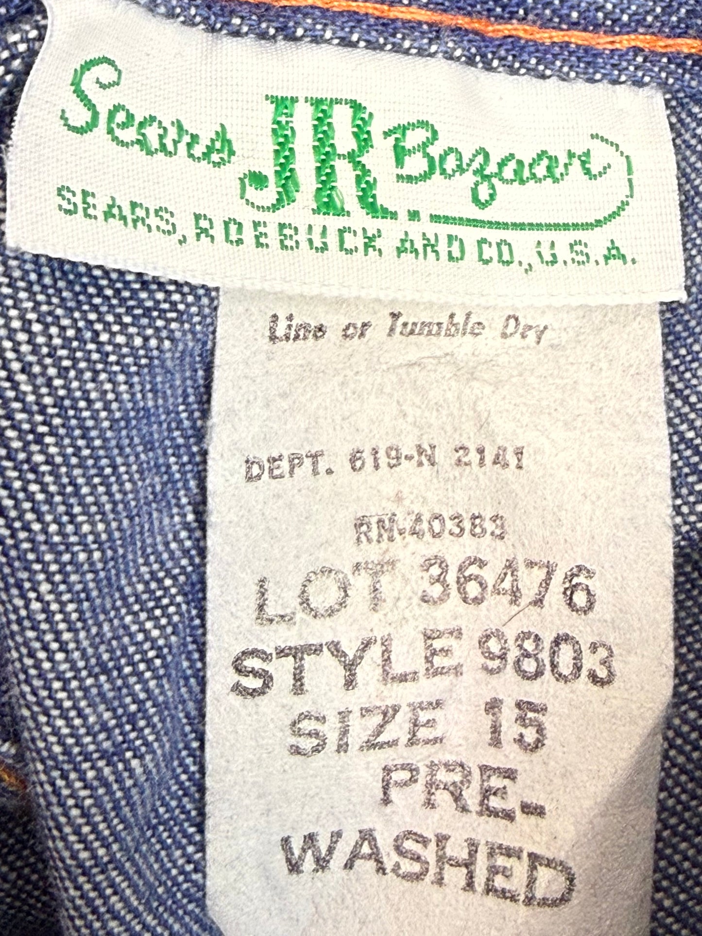 1970s Women’s Denim Suit, Shirt Jacket and Bell Bottom Blue Jeans Set, Sears Jr Bazaar Size Medium