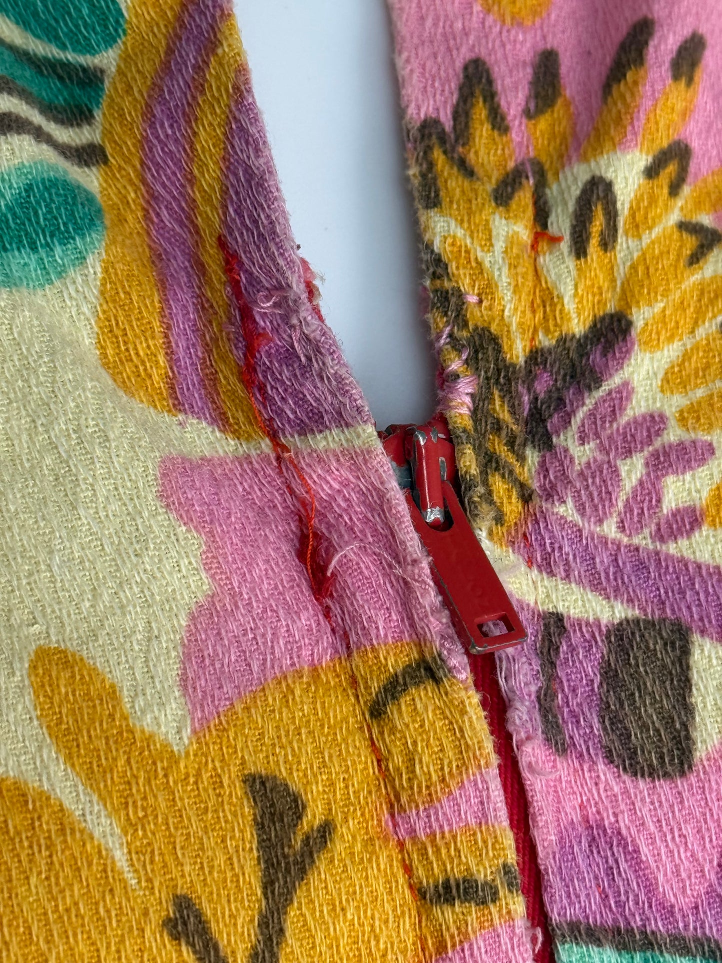 1960s/70s Psychedelic Egyptian Print Caftan Dress, Handmade Size Medium, Egyptomania