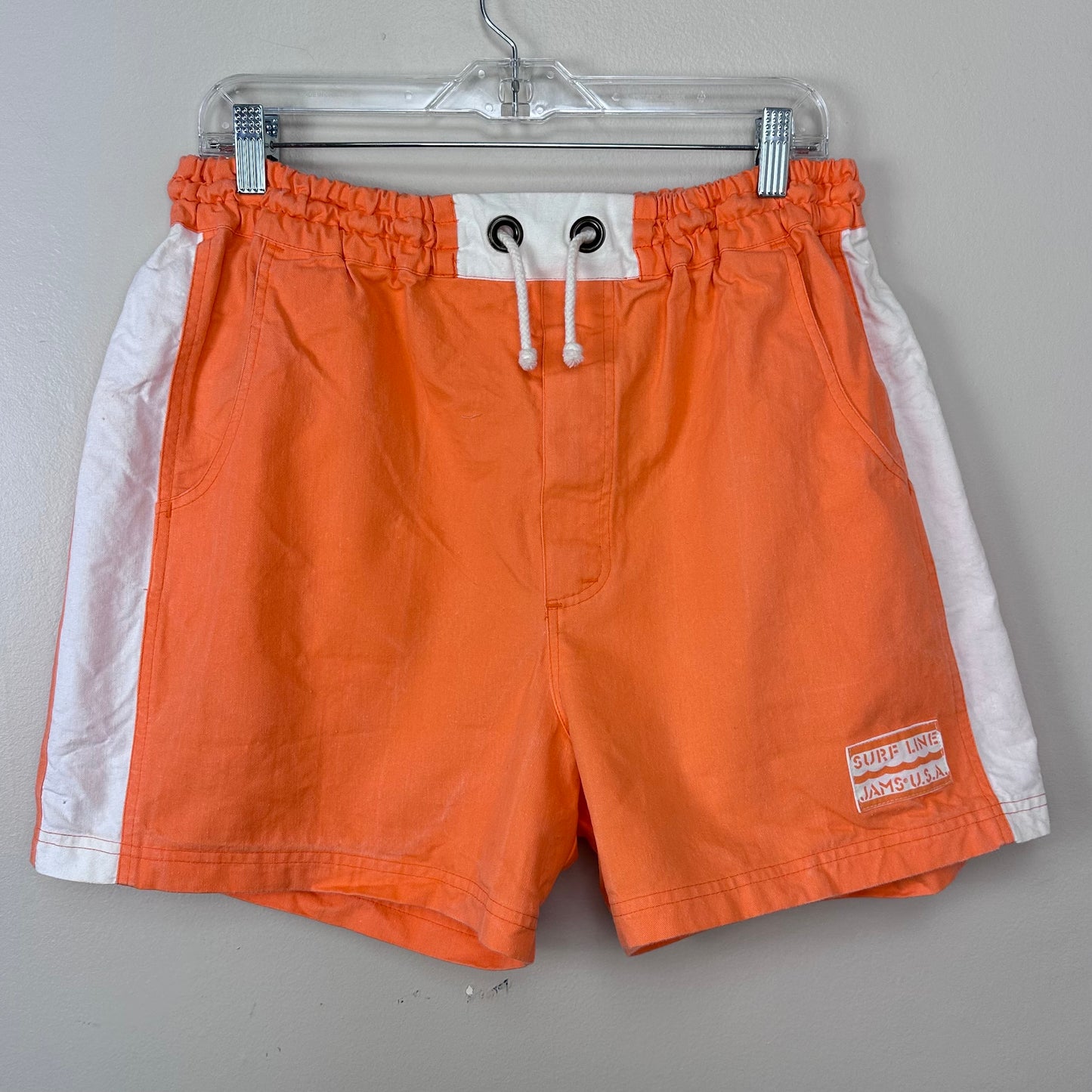 1980s Orange Surf Line Jams Board Shorts, 29-43" Waist, Honolulu Hawaii