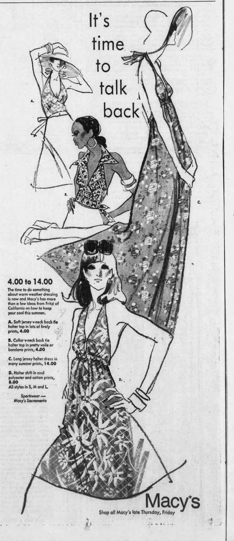 1970s Floral Cropped Halter Top, Back Tie, Fritzi of California Size Small-Medium