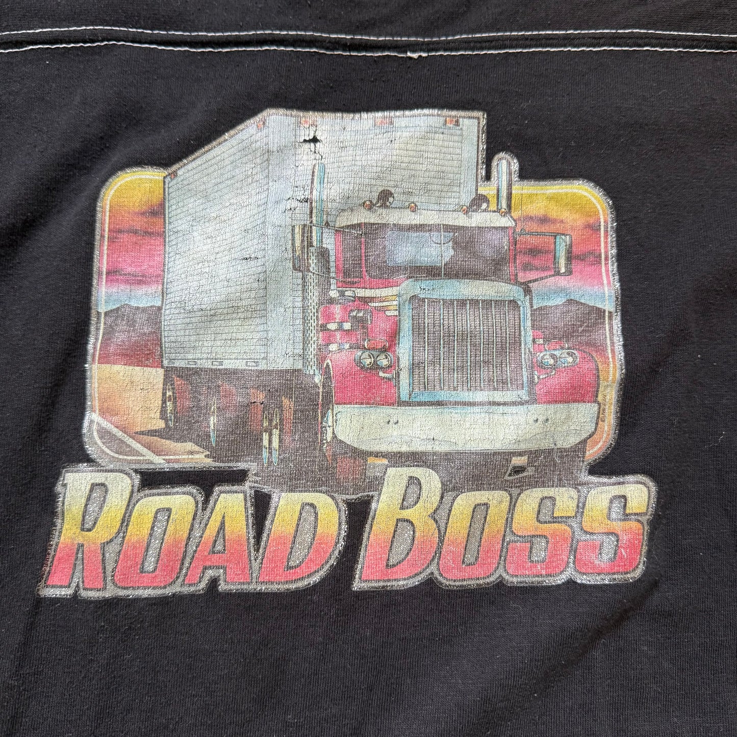 1970s Road Boss Trucker T-Shirt, Sportswear Jersey Style Tee Size Medium, Glitter Iron On Transfer
