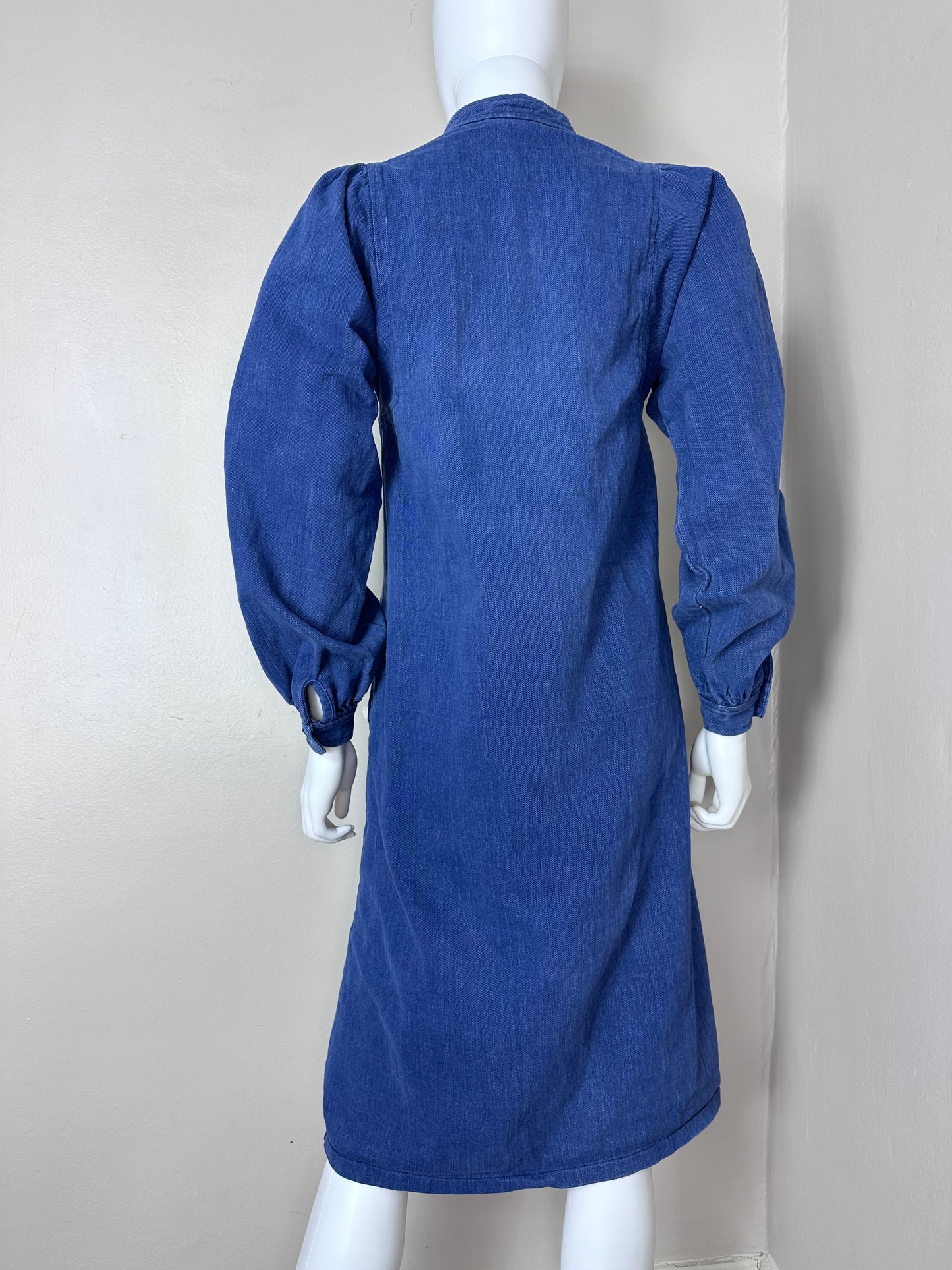 1970s Brushed Denim Dress, Evelyn de Jonge Size Small