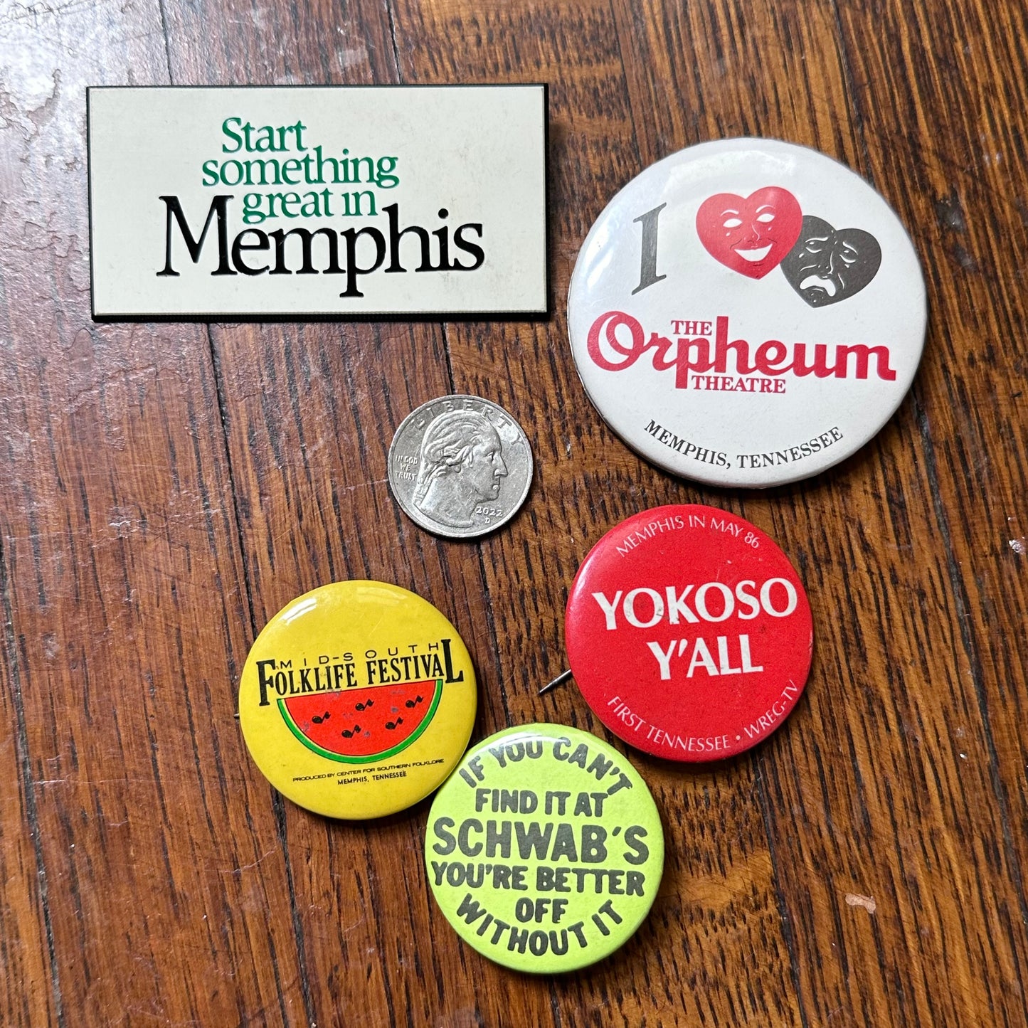 Lot of Vintage Memphis Pinback Buttons (Lot #5)