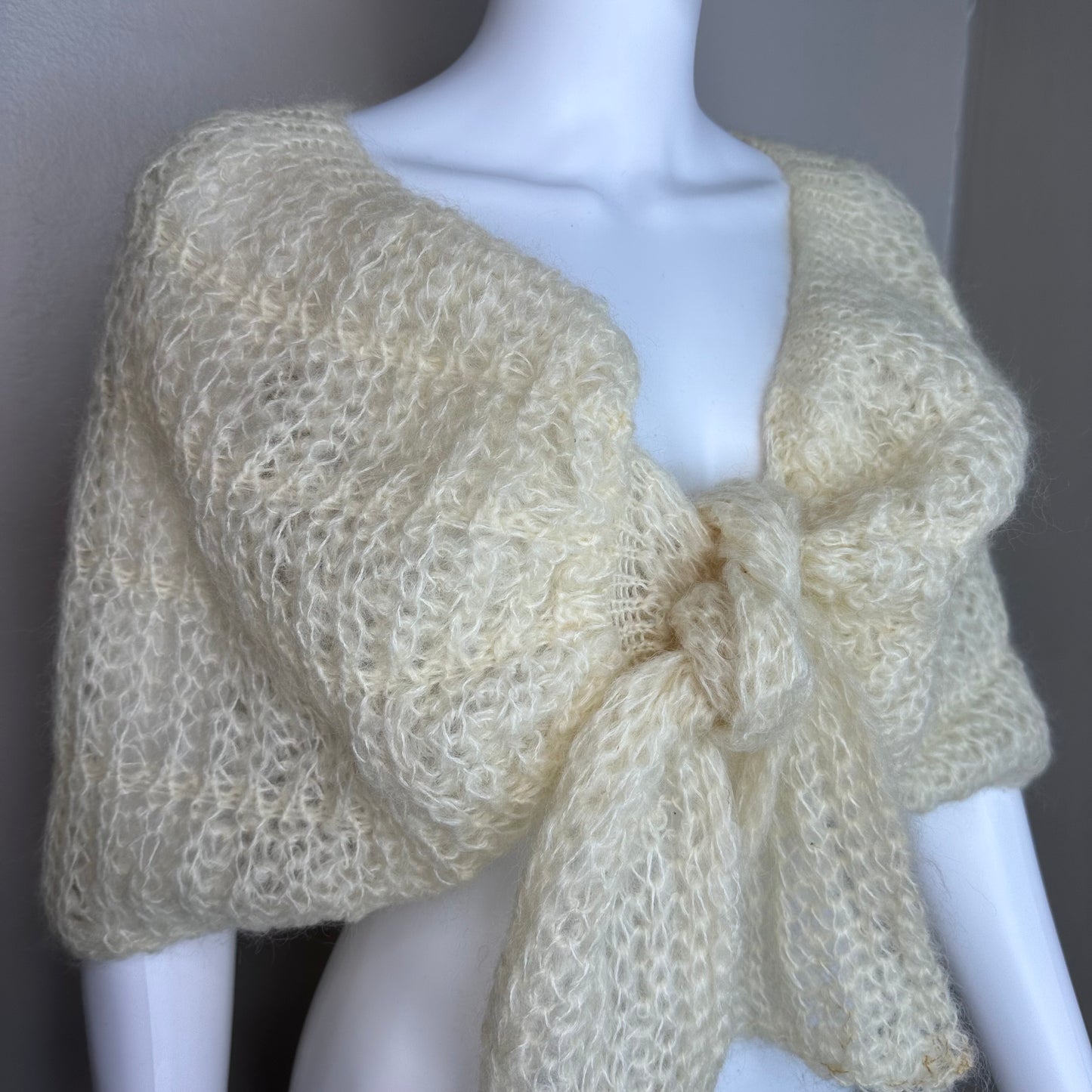 1960s Cream Mohair Blend Shawl, The Specialty House