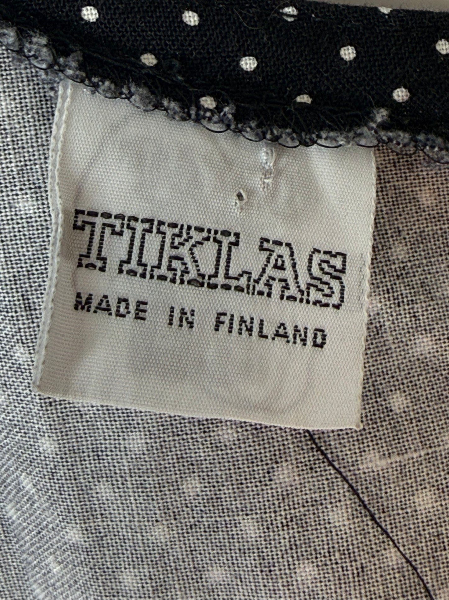 1970s Black and White Dot Sleeveless Dress, Tiklas Finland Size Small, Sundress