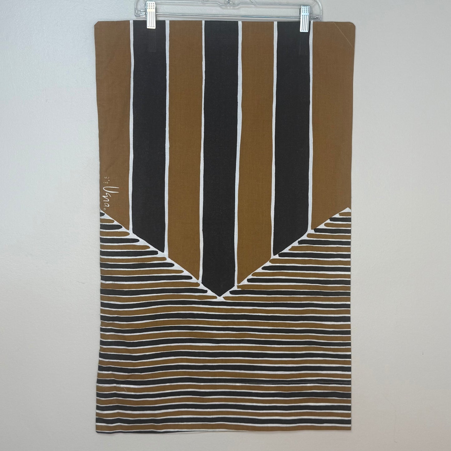 1970s Vera Neumann Spectator Stripe Pillow Case Set of 2, Brown and Black, Vera Collection by Burlington