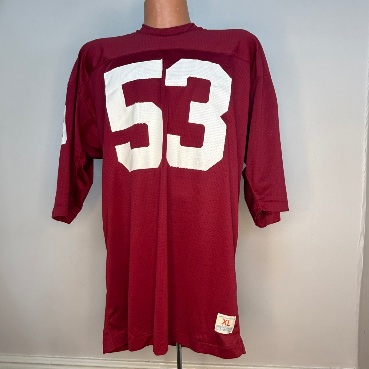 1970s Maroon Mesh Jersey, Champion Products Size XL, No. 53