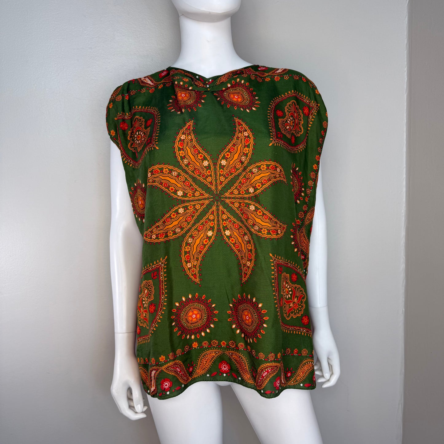1950s Silk Scarf Blouse, Franklin Simon Size Small