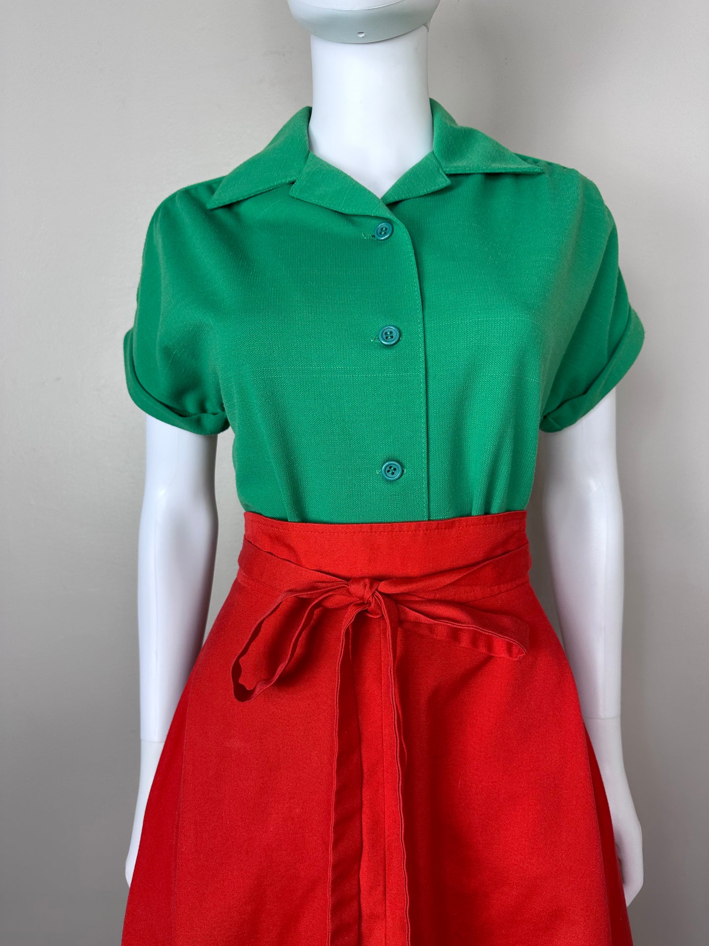 1970s Kelly Green Blouse, Jack Winter Size Small/Medium