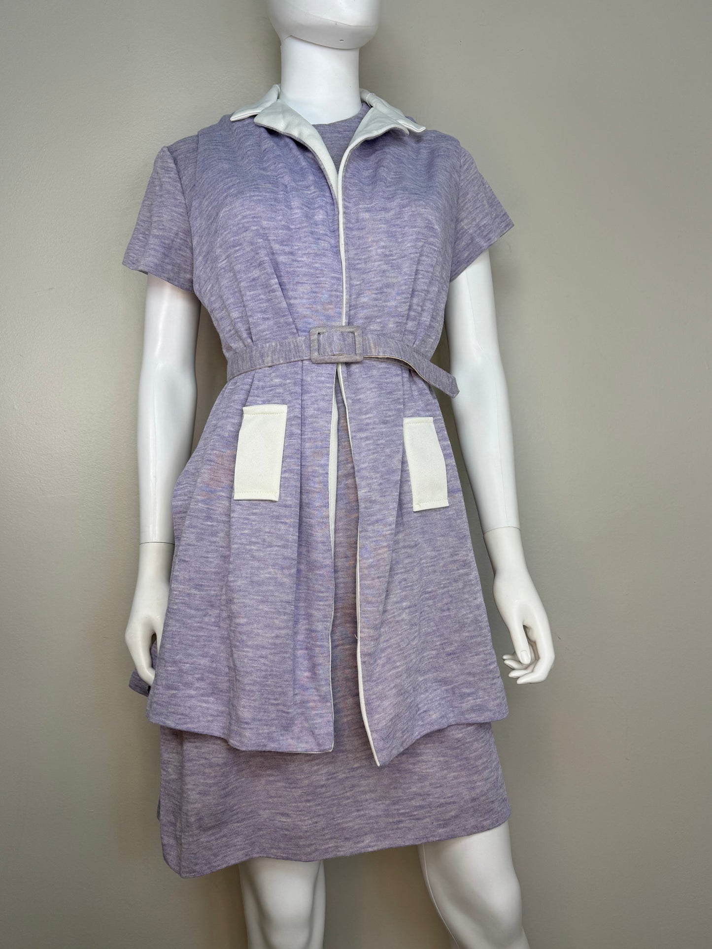 1960s/70s Lavender Dress and Vest Set, Size Large