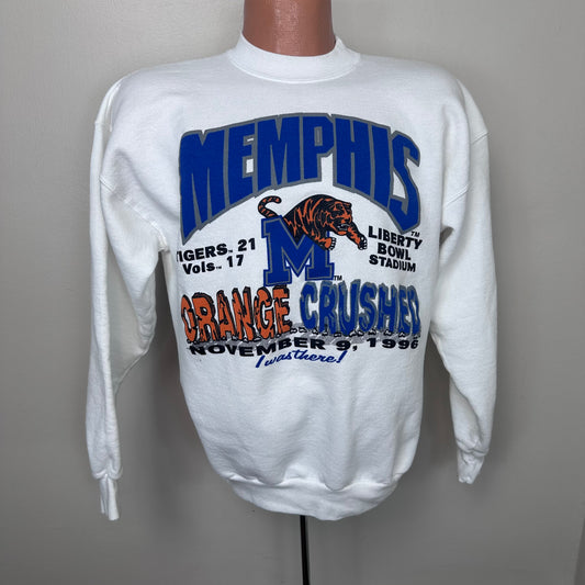 1990s Memphis Tigers Beat Tennessee Vols 1996 Sweatshirt, Orange Crushed I Was There, Hanes Size Large
