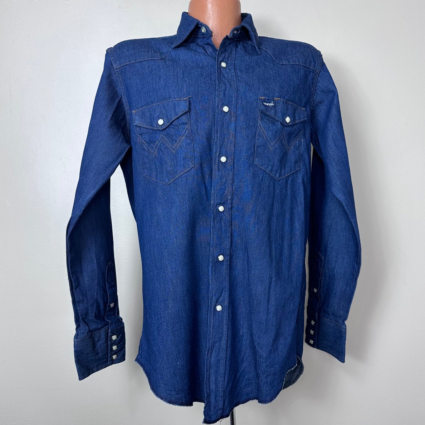 1980s Denim Western Shirt, Wrangler Size Large