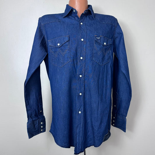 1980s Denim Western Shirt, Wrangler Size Large