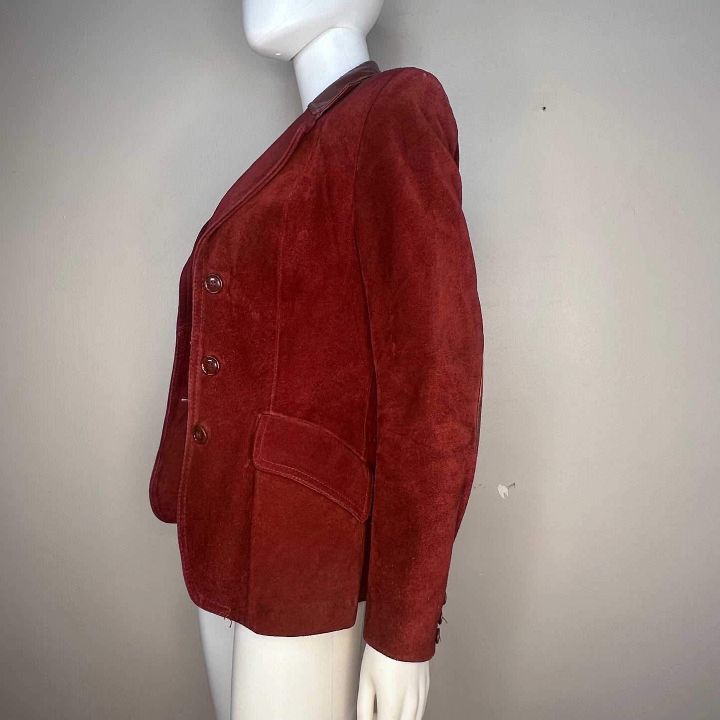 1970s Women’s Leather Blazer Jacket, Casual Corner Size XXS, Elbow Patches