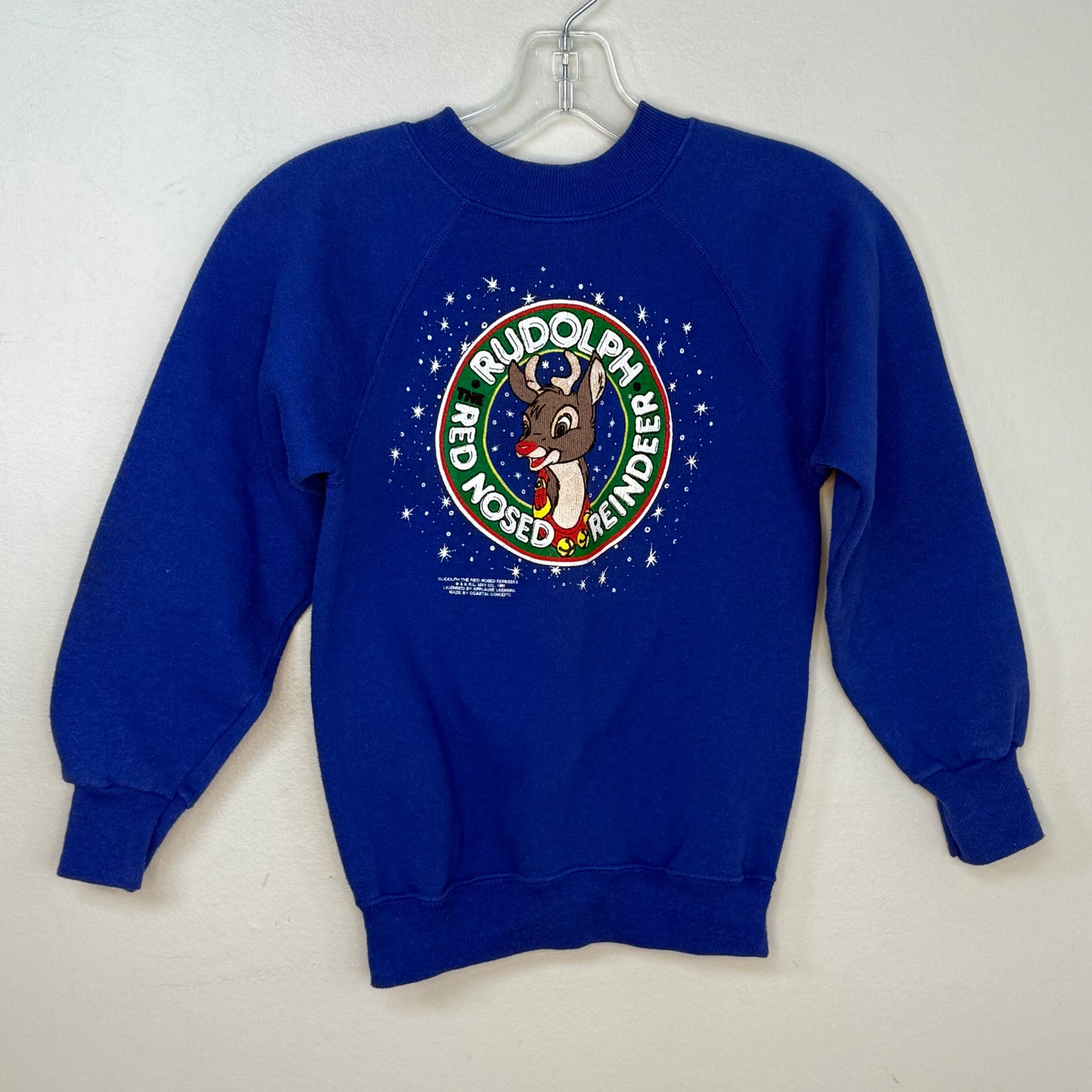 1980s Kids Rudolph The Red Nose Reindeer Sweatshirt, Ultra Sweats Size 8/9, Robert L May Co