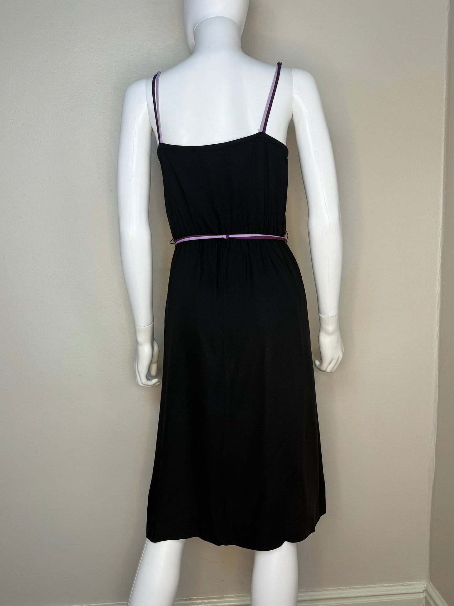 1970s/80s Black Sundress with Floral Applique, My Colours Dress Size Small