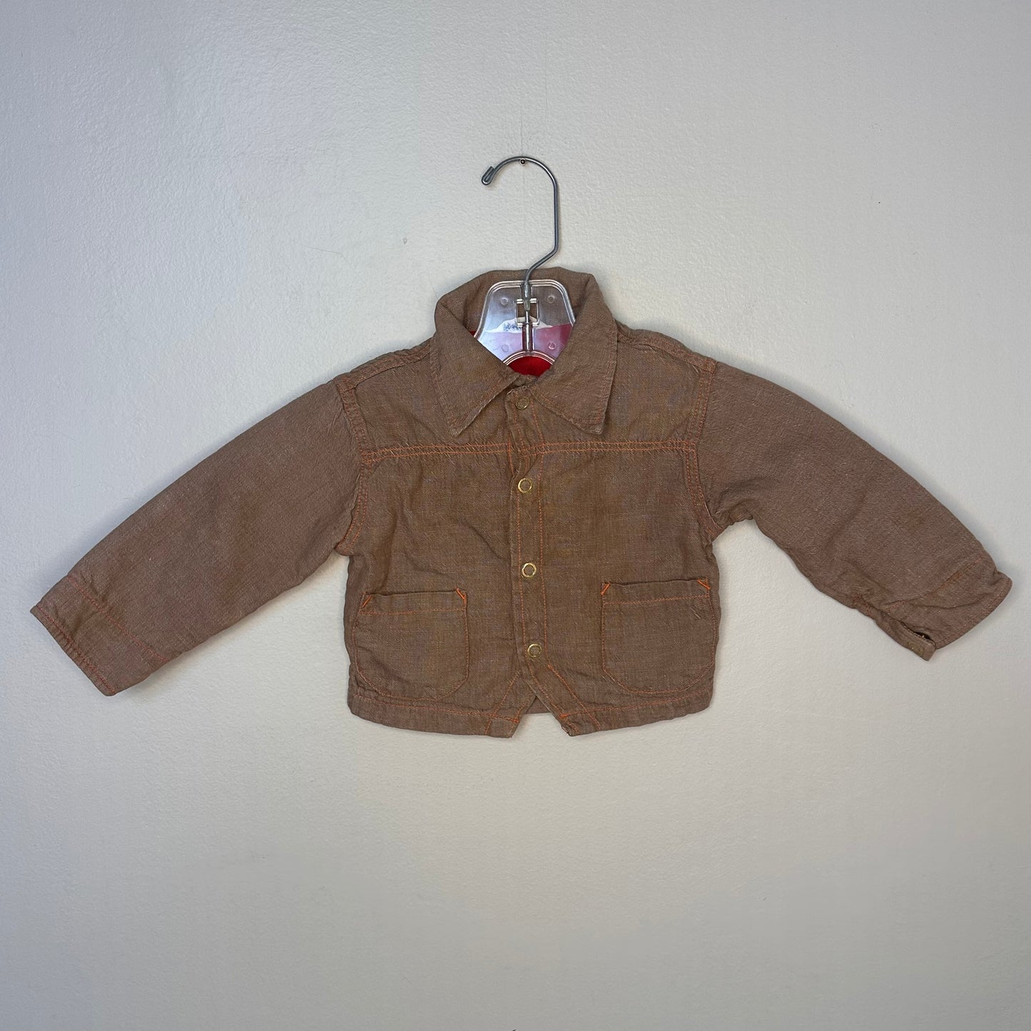 1950s Kids Brown Denim Jacket, Red Flannel Lined, Santone by Juvenile, Toddler