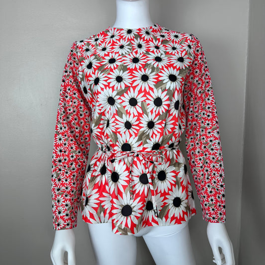 1960s Floral Long Sleeve Top, Judy Bond Size Medium