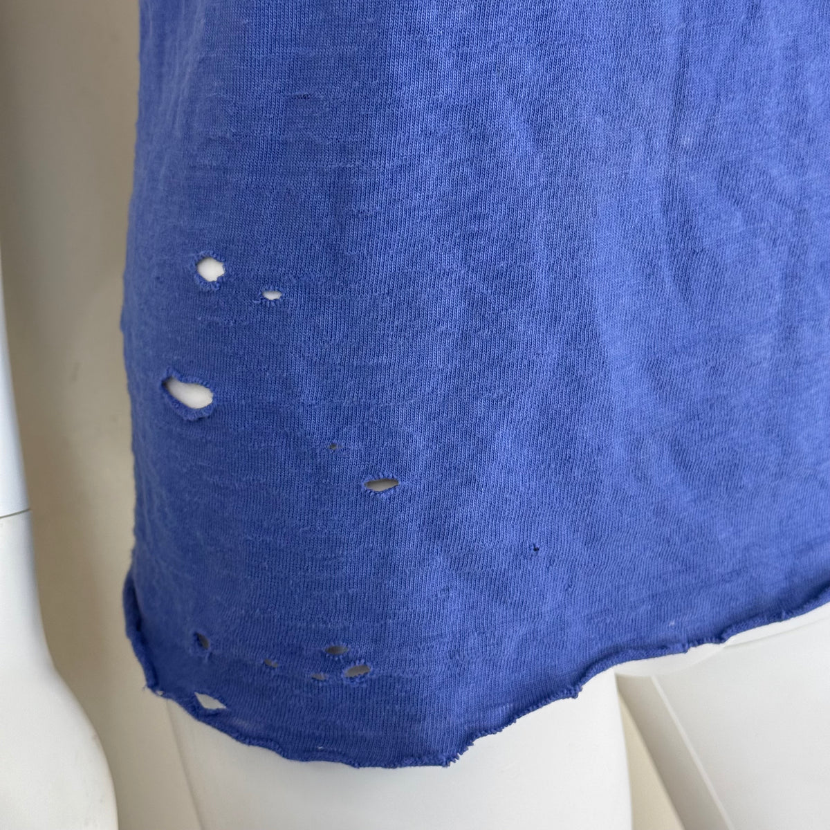 1960s Blue Cotton Jersey T-Shirt, HaneSport Size Small, No. 18, Distressed