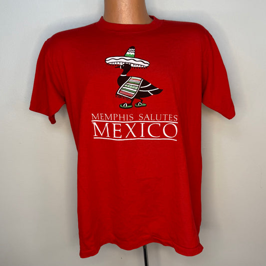 1980s Memphis Salutes Mexico T-Shirt, Memphis in May Festival 1984, Sportswear Size Large, Peabody Duck