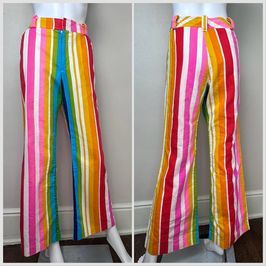 1960s/70s Rainbow Stripe Flare Leg Slacks, Ah! Austin Hill, 31.5x29.75