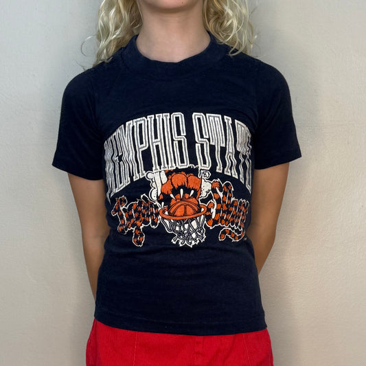 1980s Memphis State University Tigers Basketball T-Shirt, Tiger Slam, Signal Size 6