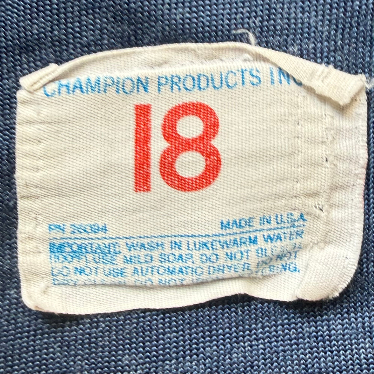 1970s Navy Blue Jersey, Champion Products Size Youth XL/Adult Small, No 89, Distressed