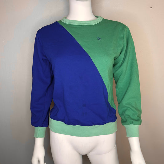 1980s Blue and Green Color Block Sweatshirt, Oscar de la Renta Active Size S/M