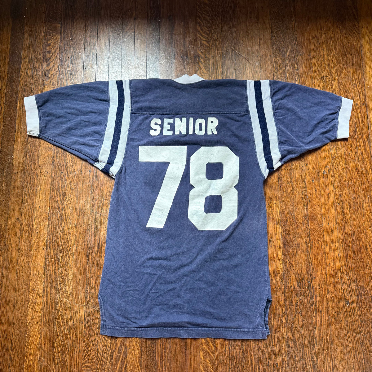 1970s Prep Senior 78 Blue Cotton Jersey T-Shirt, Russell Athletic Size Small