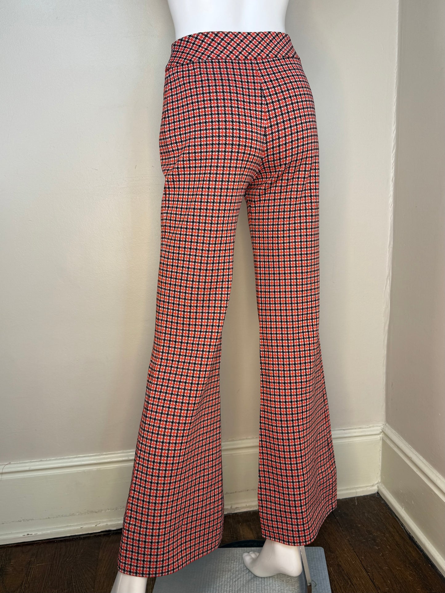 1970s Plaid Flare Leg Double Knit Slacks, Corinth Street Size XS, Bell Bottom Pants, 24"x31"