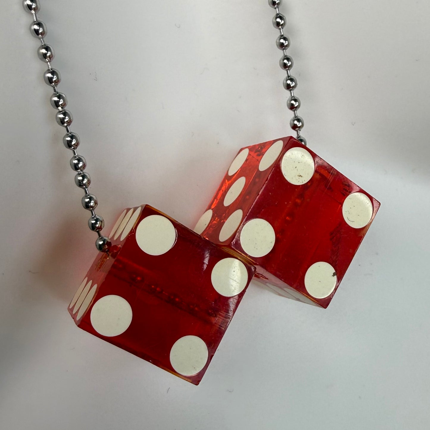 Vintage Dice Necklace, Harrah’s Casino Shreveport, Translucent Red