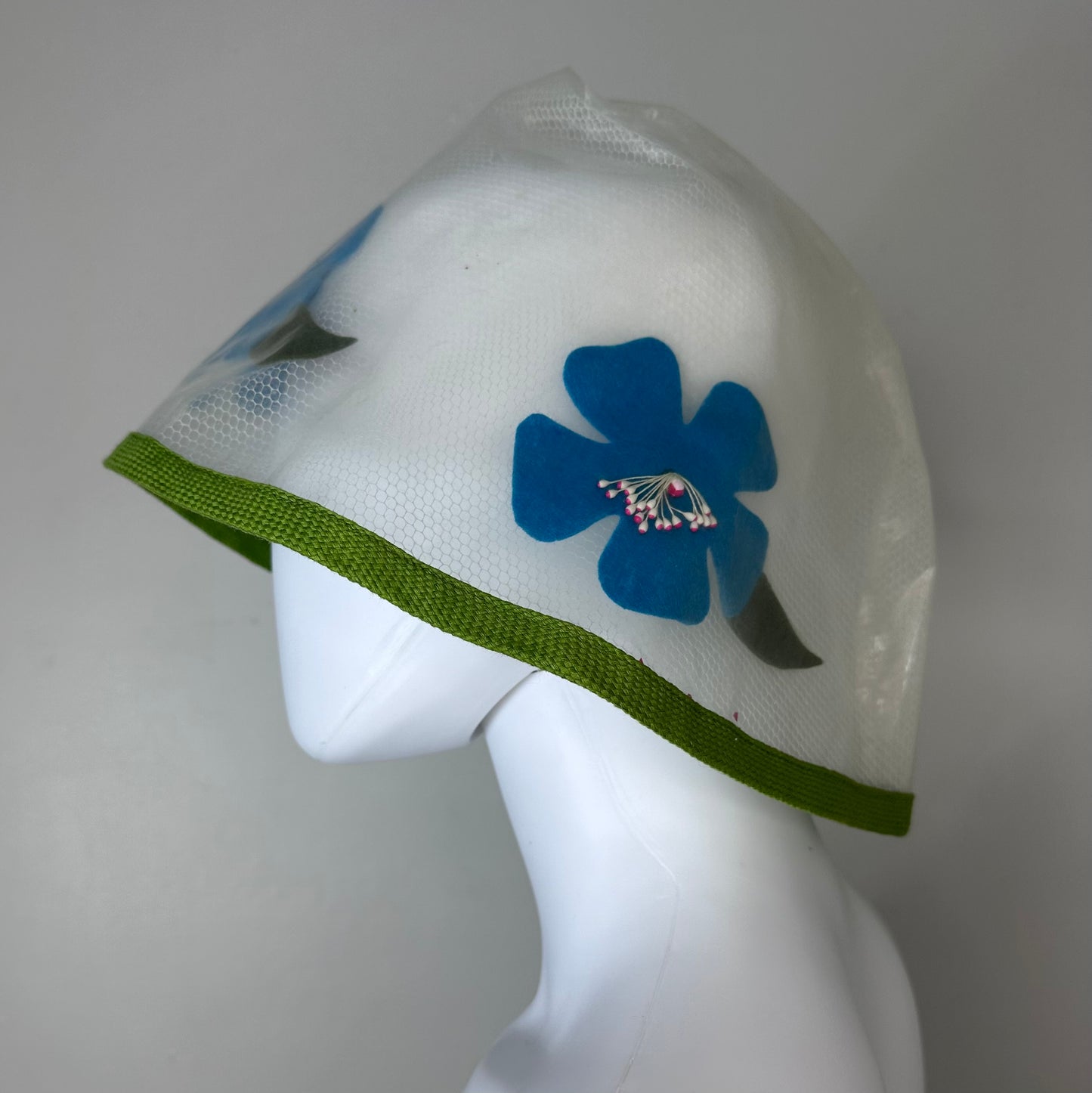 1960s Clear Rain Bucket Hat, Flower Power