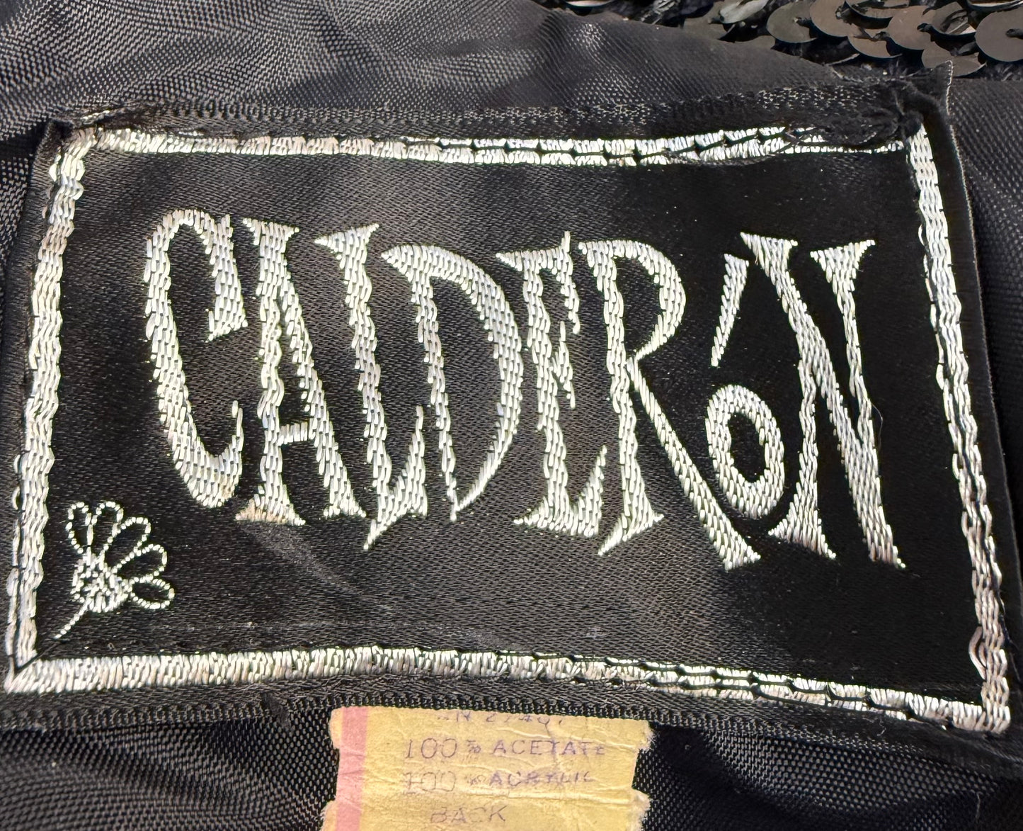 1970s Sequin Maxi Dress, Calderon Size X-Small, Black and Red Orange and Pink Check