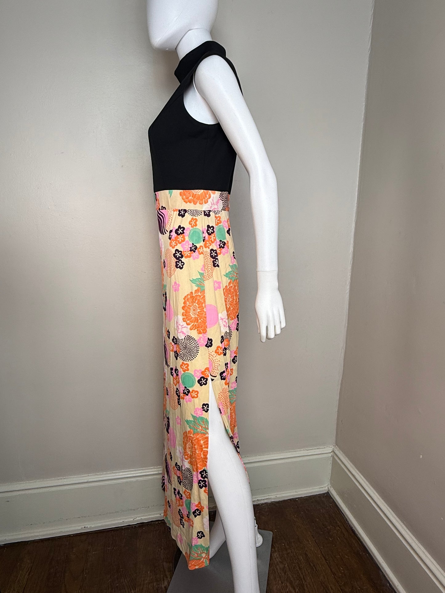 1970s Sleeveless Floral Maxi Dress, Barnsville Size Medium