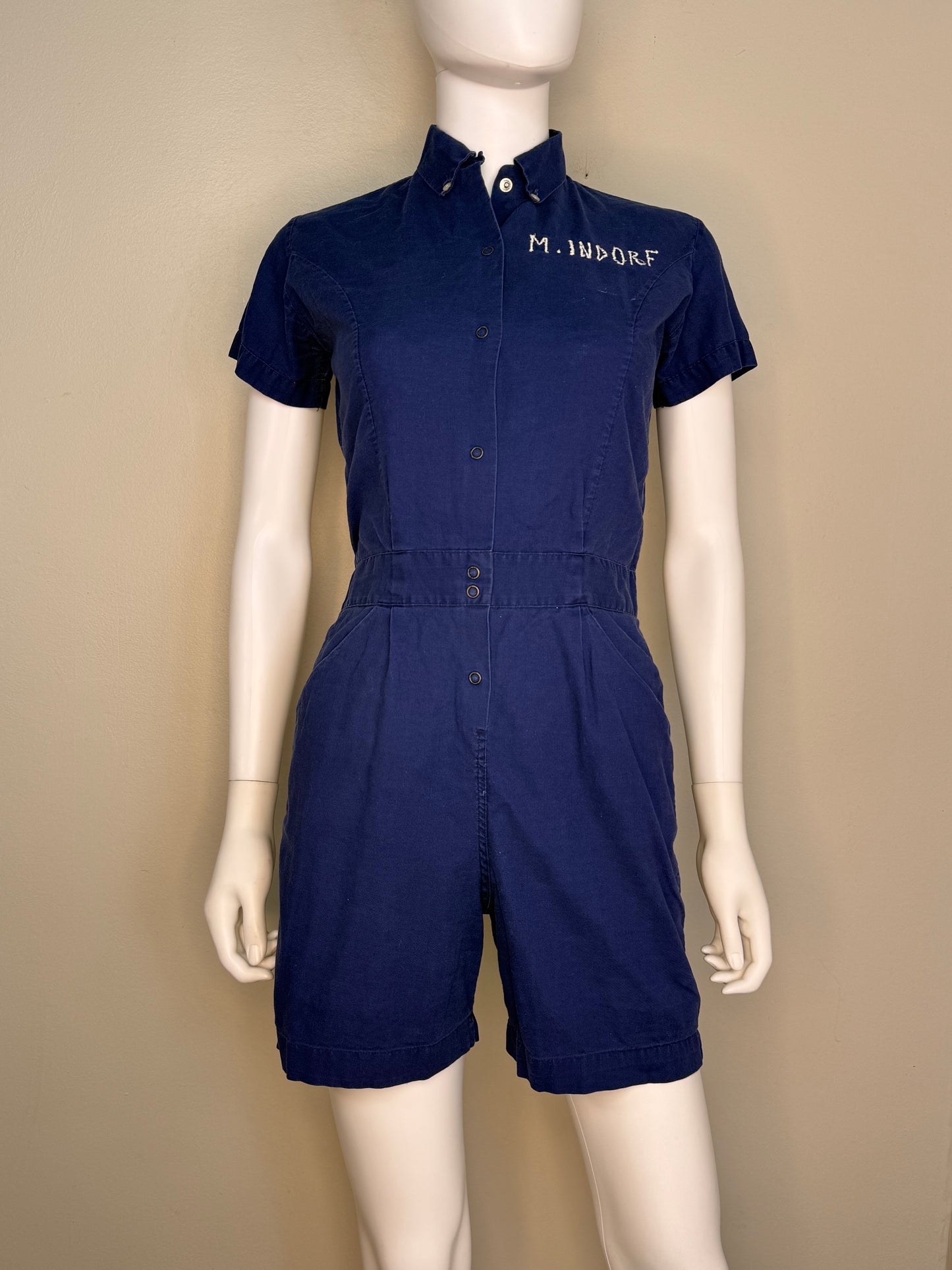 1960s Blue School Gym Uniform Romper, Moore Size Small