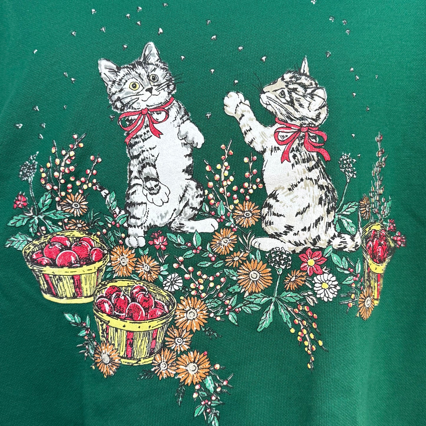1990s Christmas Kittens Sweatshirt, Basic Editions Size Large