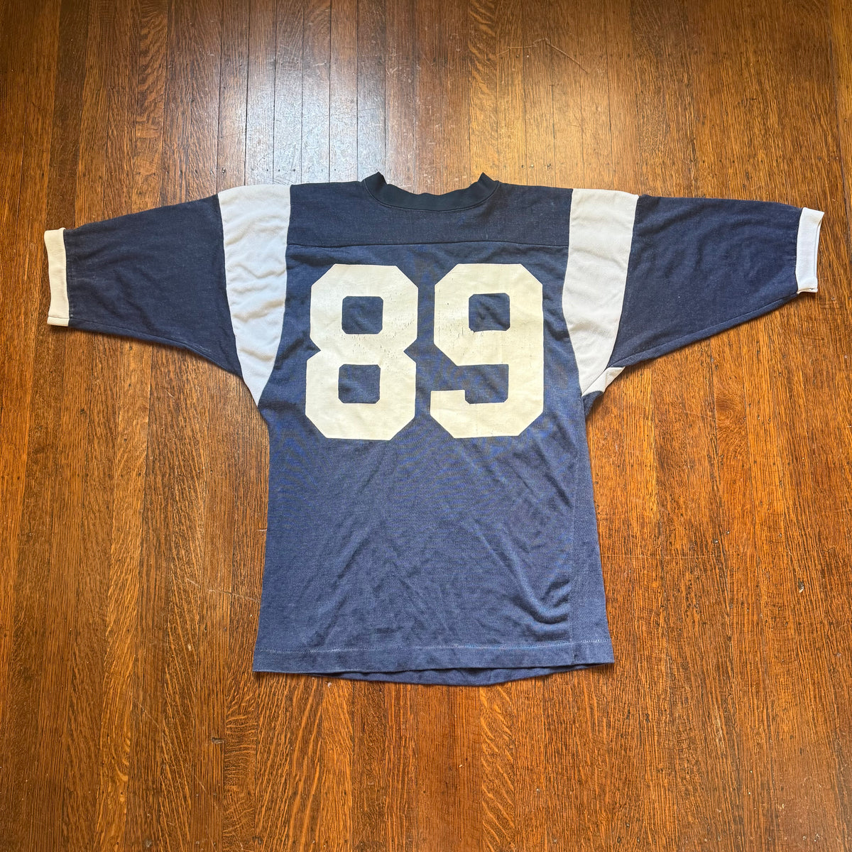 1970s Navy Blue Jersey, Champion Products Size Youth XL/Adult Small, No 89, Distressed
