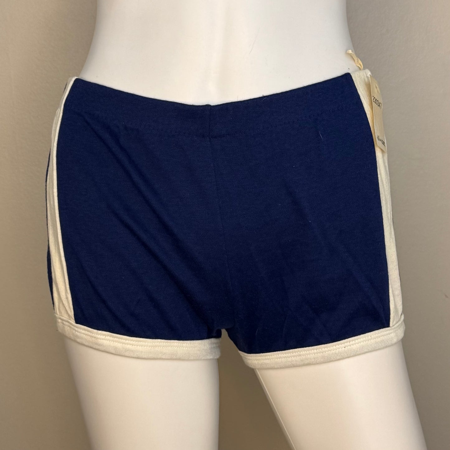 1970s/80s Blue Knit Top and Shorts Set with Red and White Stripes, Size XS-Small, Deadstock