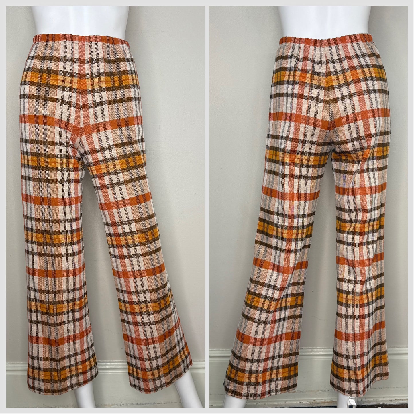 1970s Women’s Plaid Double Knit Pant Suit, Vest Top and Pants set, Peck & Peck for Act III Size Small
