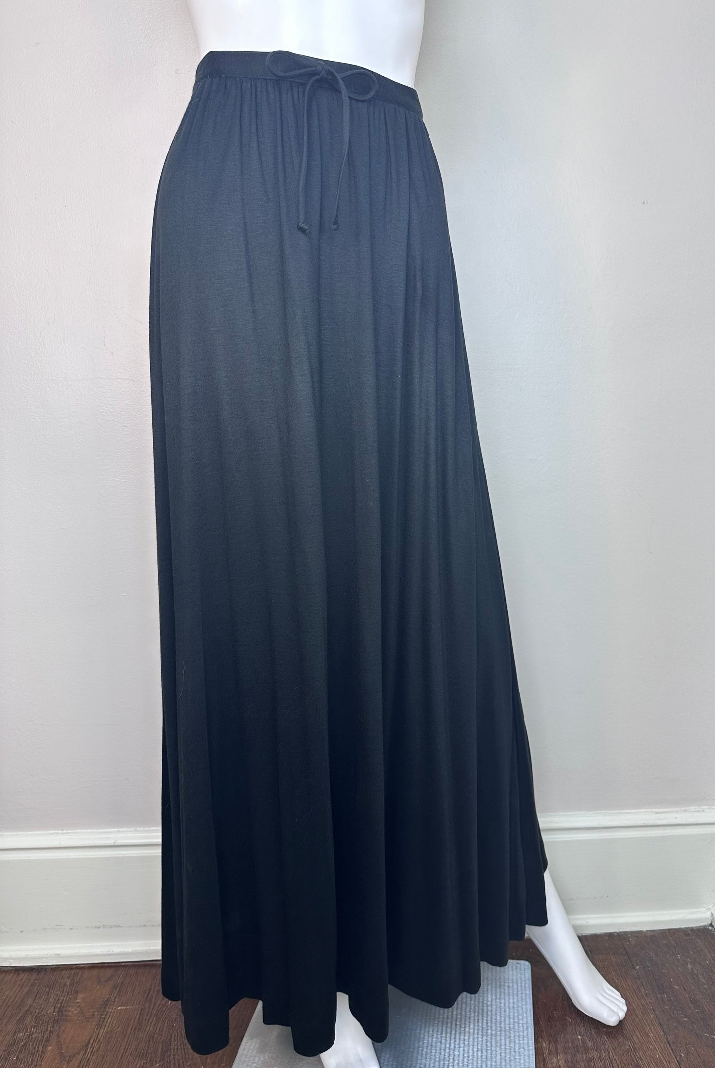 1970s Black Knit Maxi Skirt, Claude Size XXS