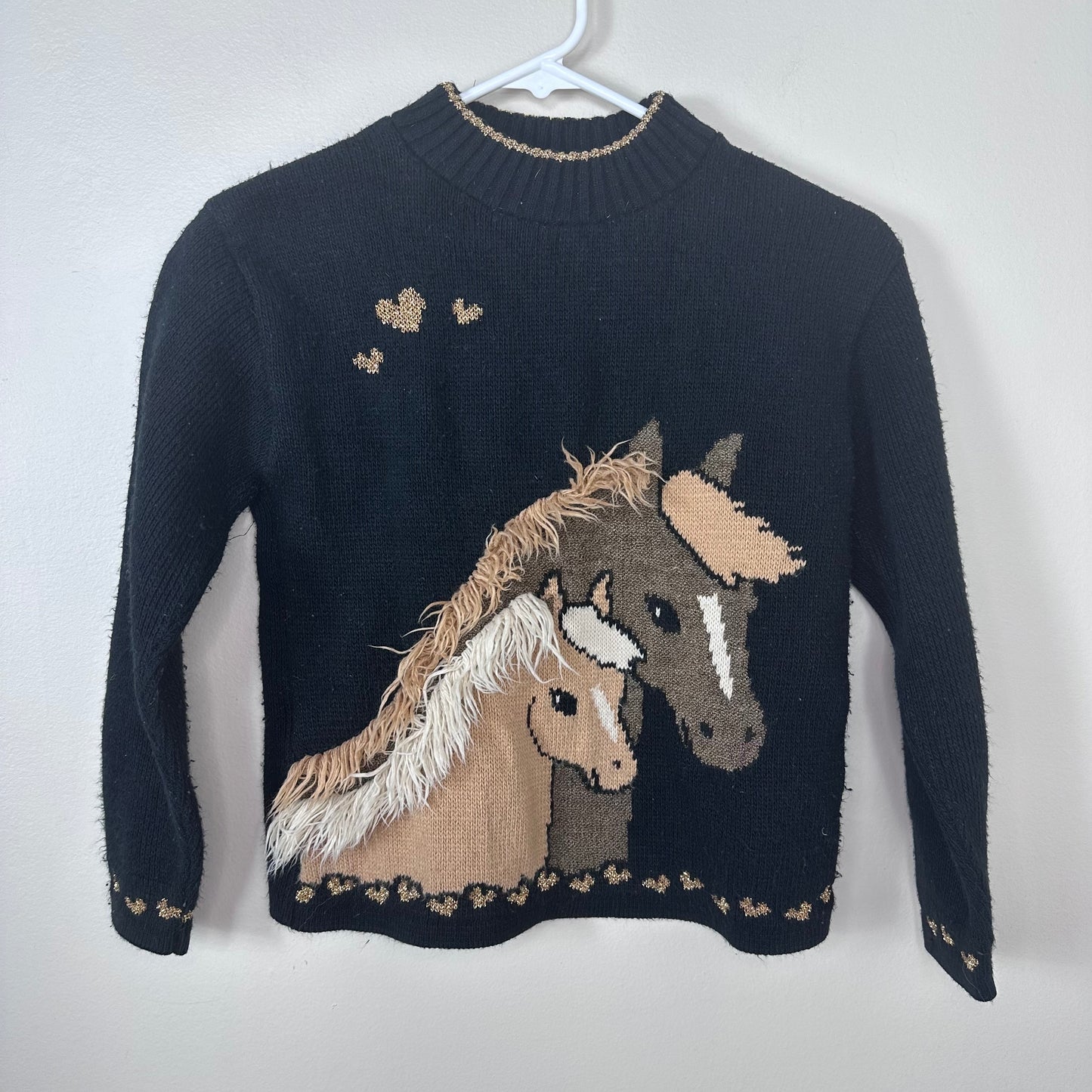 1980s Horse Sweater, Heartworks Size Youth Medium/Adult XS