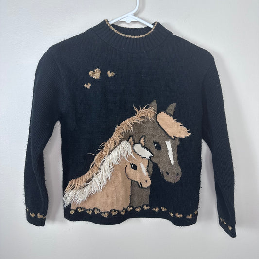 1980s Horse Sweater, Heartworks Size Youth Medium/Adult XS