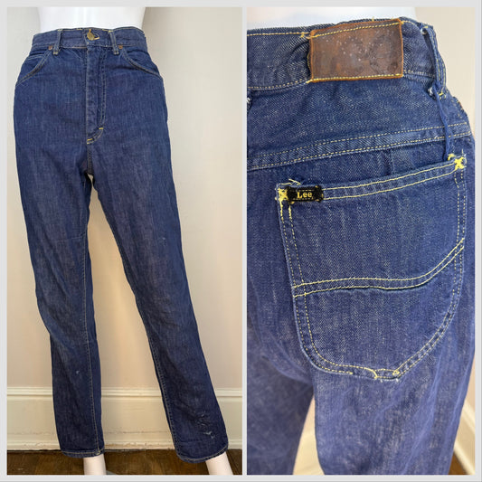 1960s Blue Jeans, Lady Lee Riders, 25.5"x29.5", Authentically Western Sanforized Cotton Blu-Fast Denim